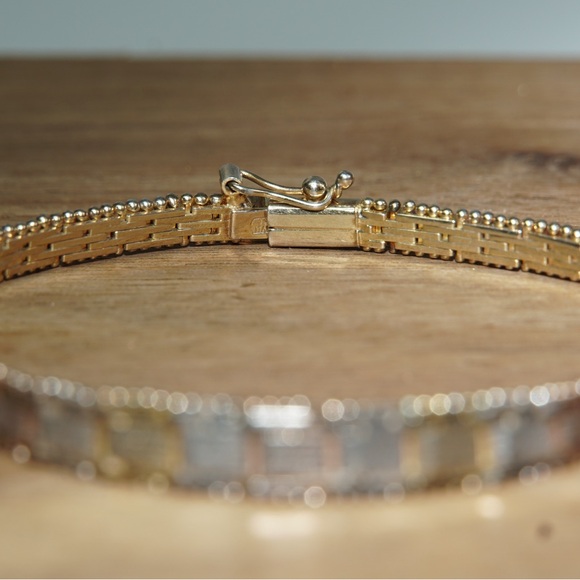 Vintage Sterling Silver Tri-Color Graduated RICCIO Bracelet MADE IN ITALY 925 - Picture 3 of 7